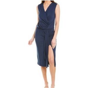NWT Krisa Midi Navy Blue Surplice Eclipse Dress Women’s size M Modal